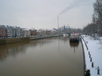 The Neckar river running through Stuttgart.