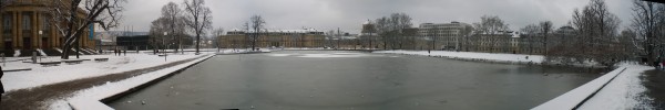 The Schlossgarten in the centre of Stuttgart, which contains the State Opera House.