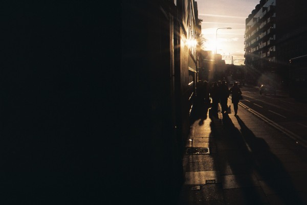 Sunset on Whitworth Street West, Manchester, UK