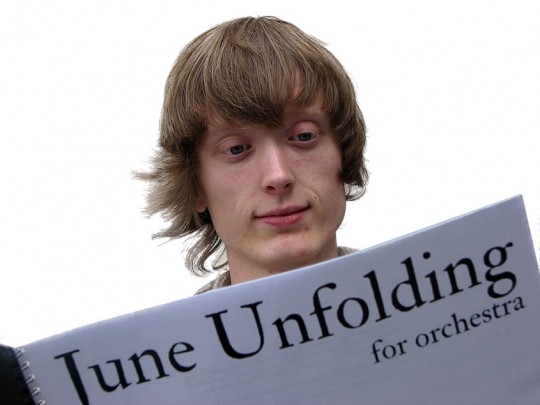 Chris Swithinbank looking at the score for ‘June Unfolding’. Photo © KEMS / Roger Dowling